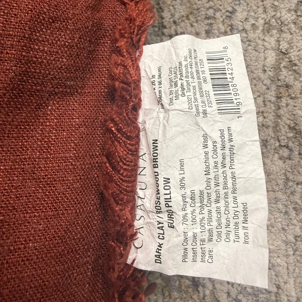 Casaluna Euro Pillow Unisex 26x26 Dark Clay Rosewood Brown Linen Blend modern